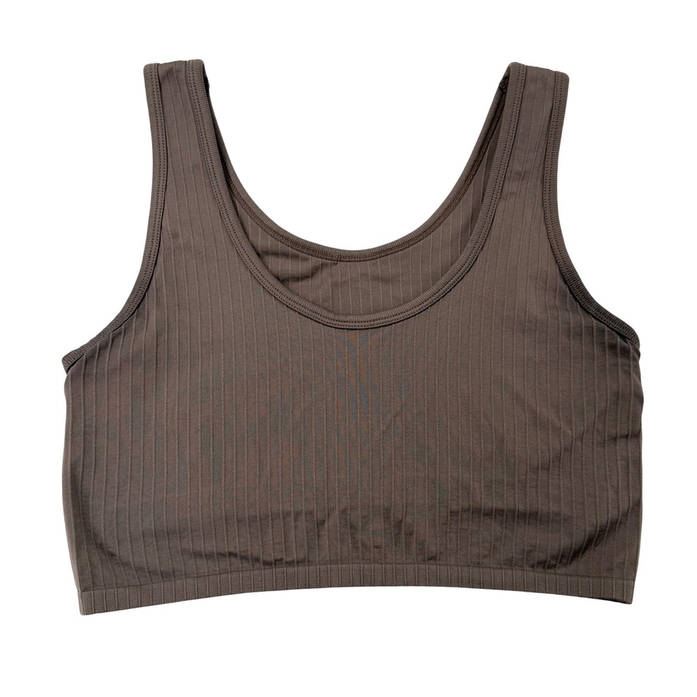 Aerie Ribbed Seamless Bralette Womens Medium Brown Scoop Neck Lounge Crop Top